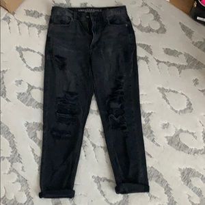 Black Ripped Mom Jeans